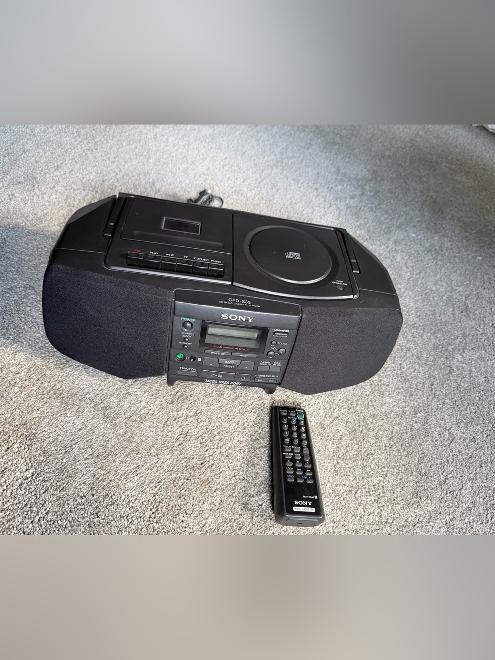 Sony CFD-S33 CD Radio Cassette Corder Boombox Mega Bass w/ Remote